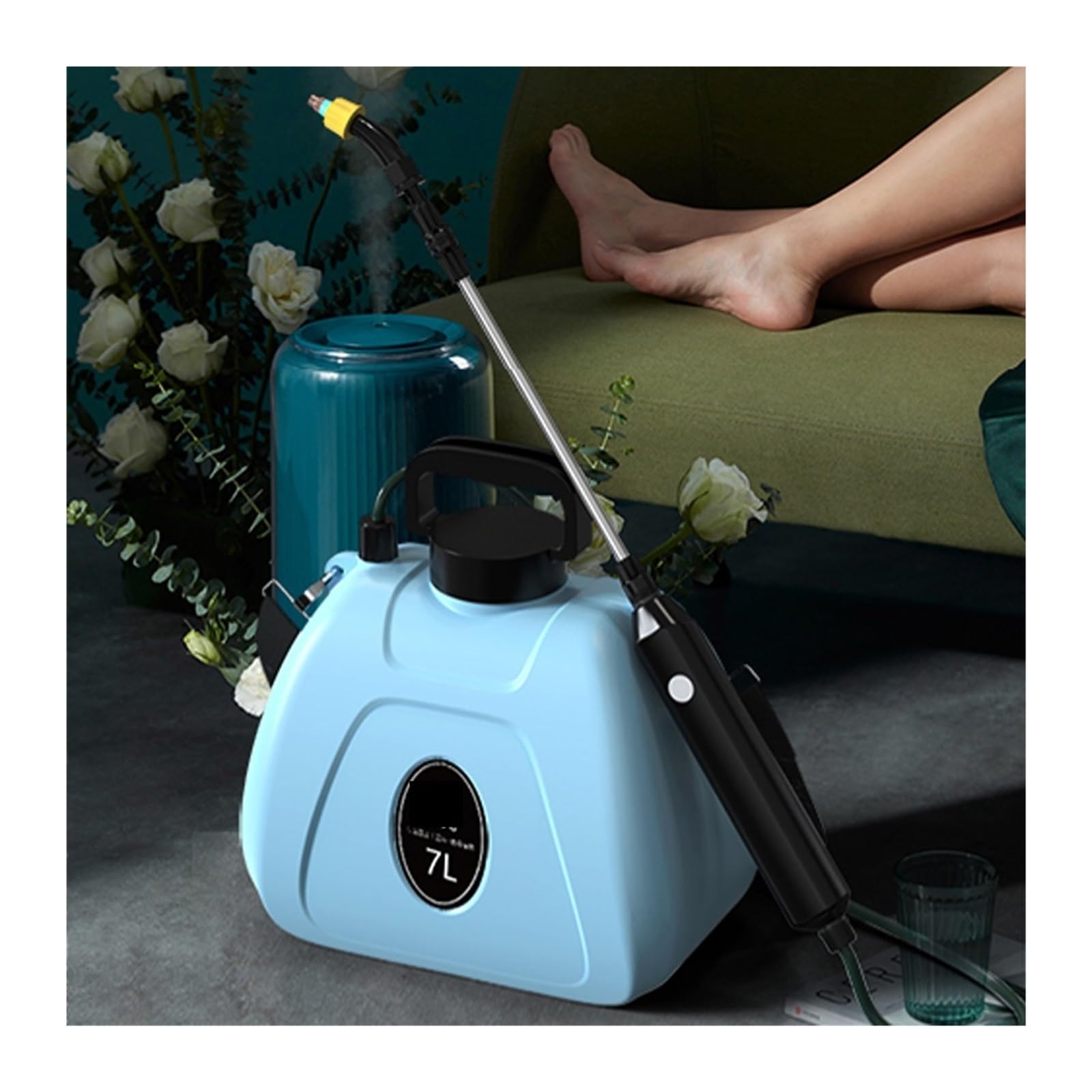 Spruzzatore elettrico, Irrigatore a spalla ricaricabile da 7 litri, spruzzatore elettrico portatile d'acqua for annaffiatoio, for piante giardino(Blue 1500mAh)