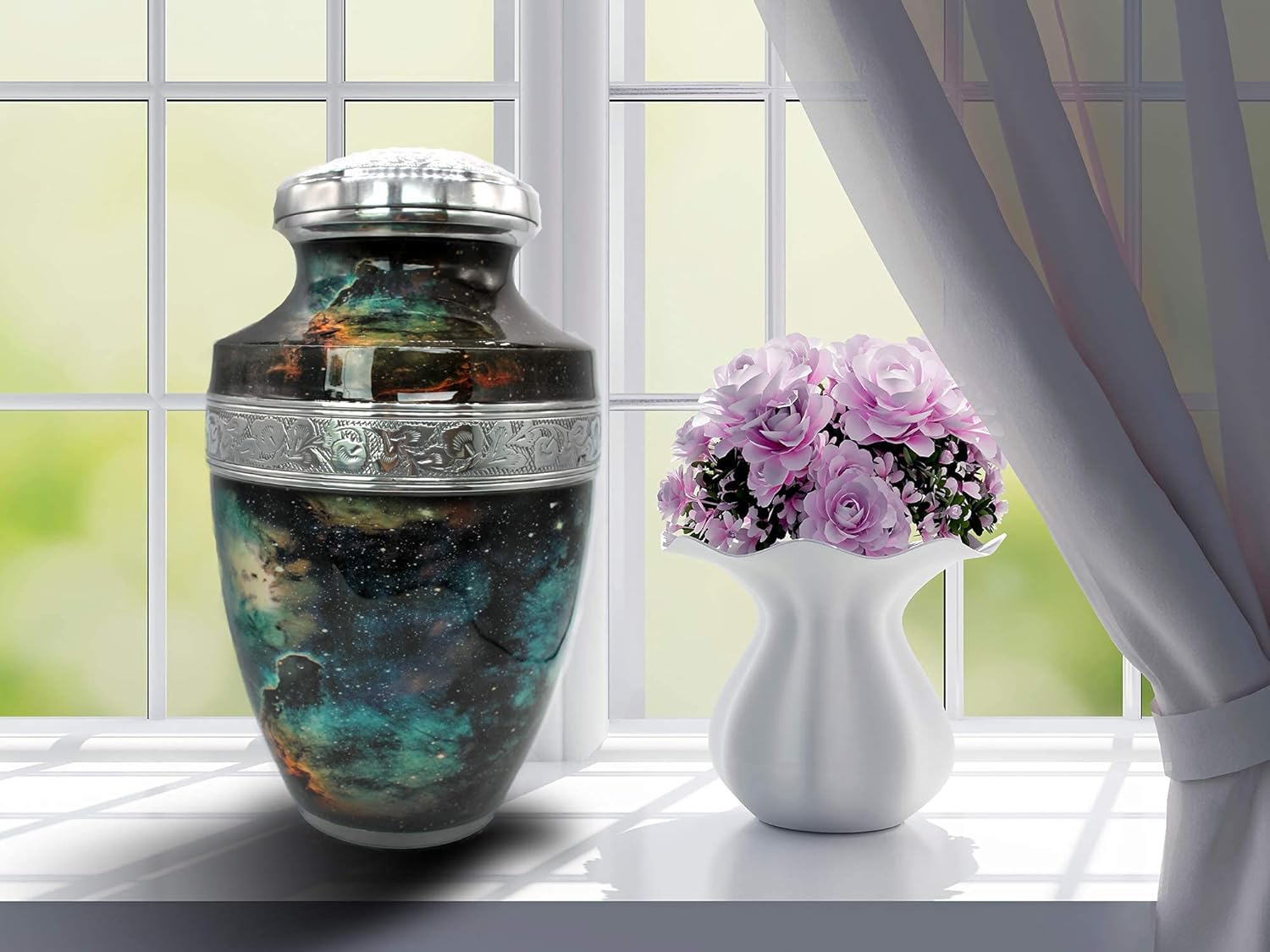 Supernova Cremation Urn for Adult Ashes with Matching Funeral Guest Book