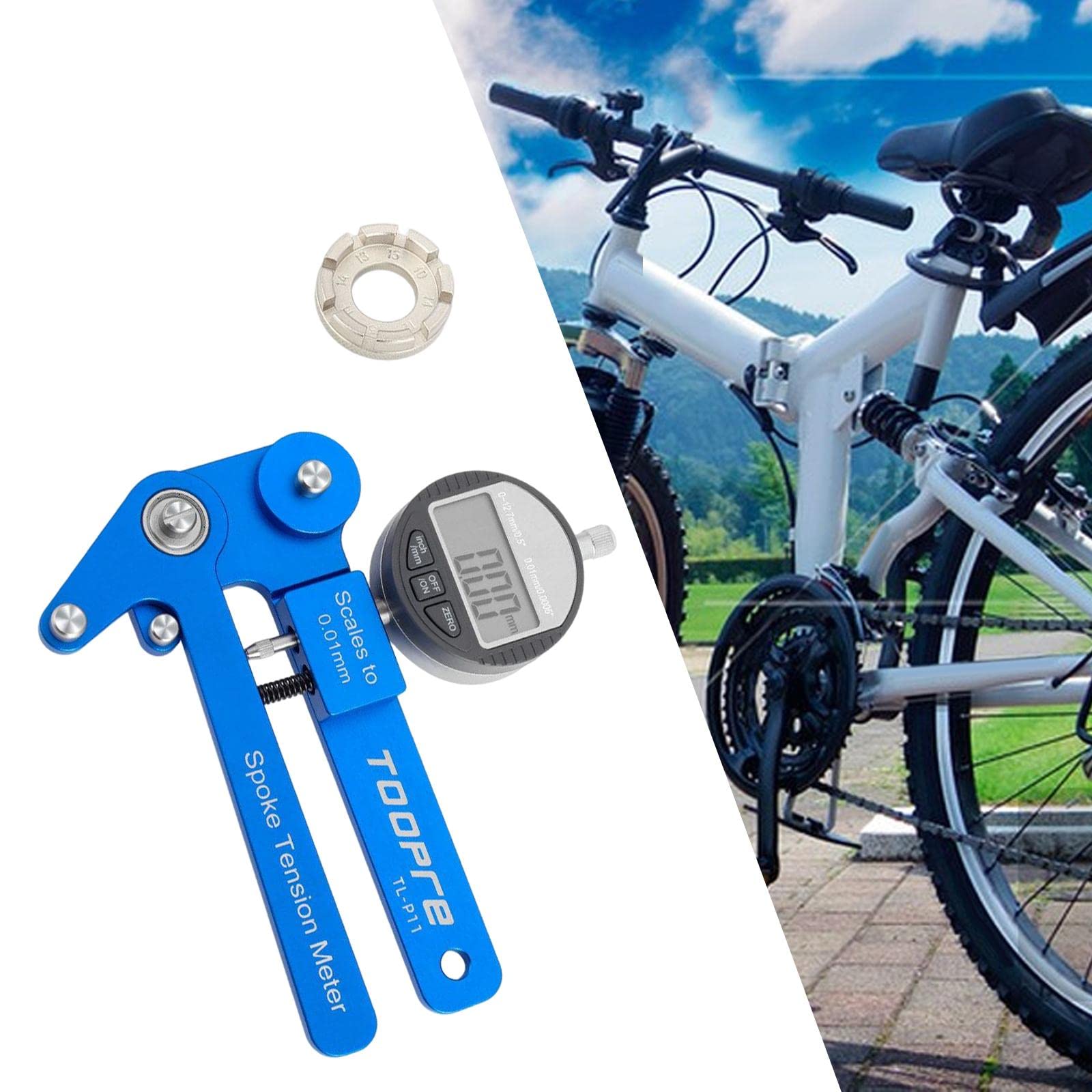 rockible Bike Spoke Tension Meter Measuring Tool Professional Mountain Bike Rim Adjustment Tensiometer Bike Wheel Repair Tool Bike Accessory Portable, Digital Meter