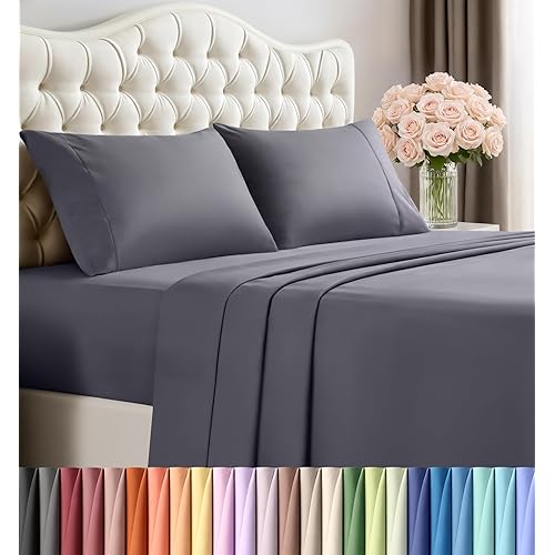 Utopia Bedding Queen Size Sheet Set – 4 Piece Bed Sheets, Soft and Breathable Microfiber, Includes 1 Fitted Sheet, 1 Flat Sheet and 2 Pillowcases – Oeko Tex (Grey)