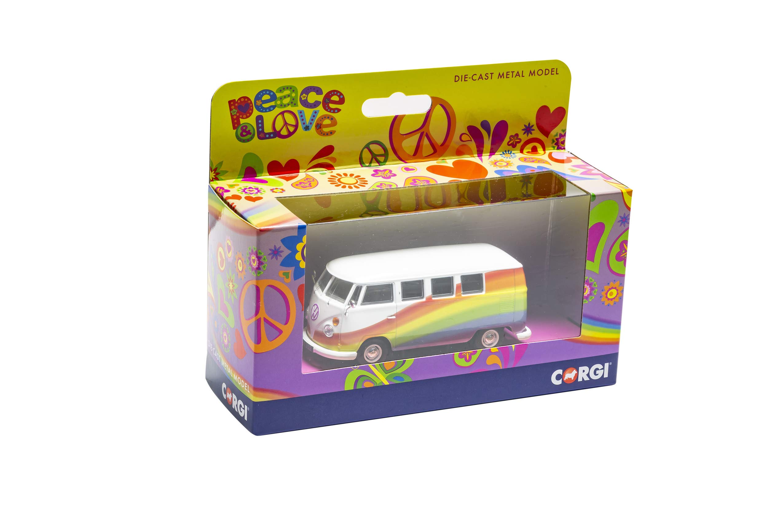 Corgi Diecast Model Cars, CC02739 Volkswagen Campervan Peace Love and Rainbows, Men & Women Souvenir Gifts from UK - Image 2