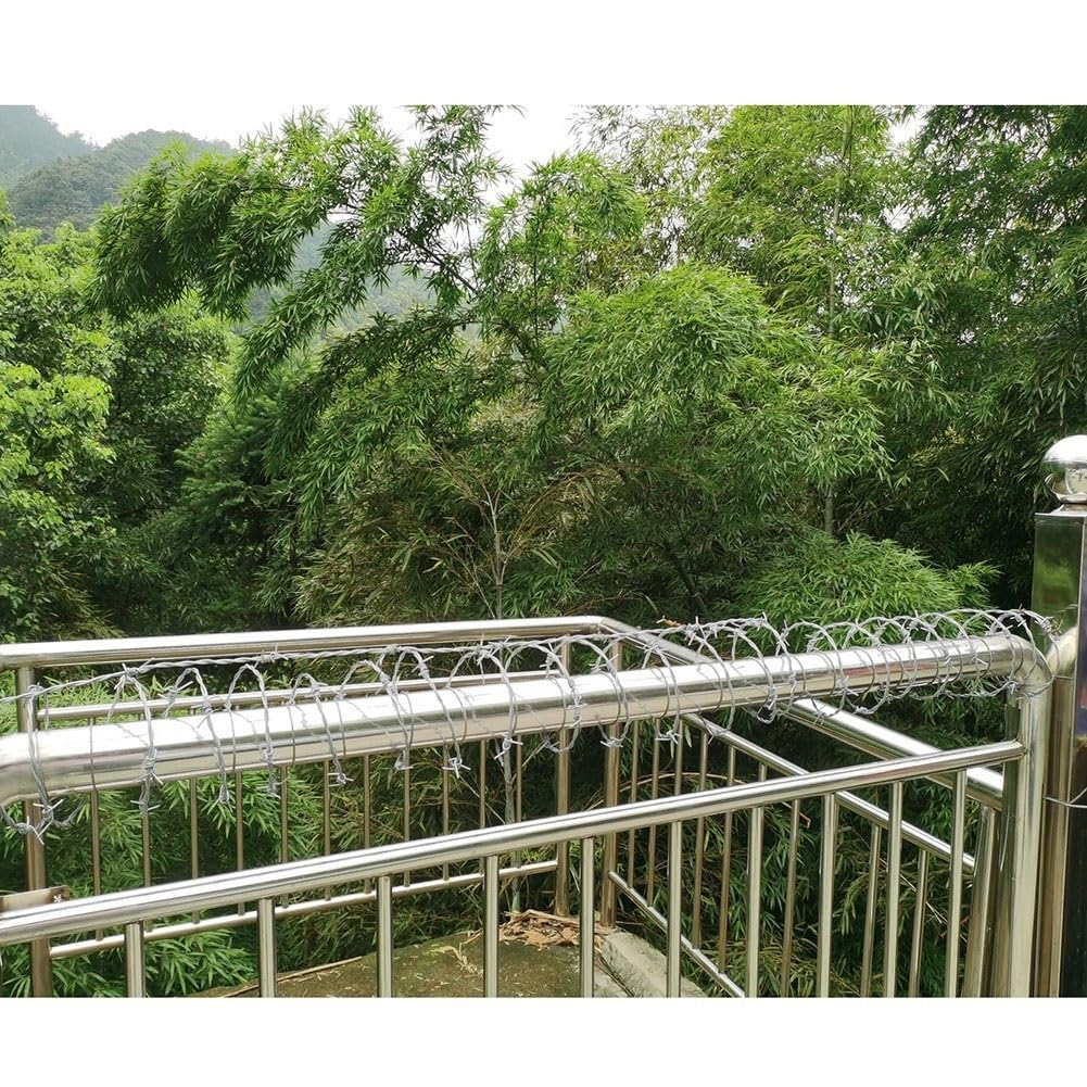 Rollos de Alambre de púas galvanizado: cercado de 100 Metros, Alambre de Acero de 4 Clavijas, Adecuado para cercas de jardín, protección de Animales y cercas Exteriores Flexibles.