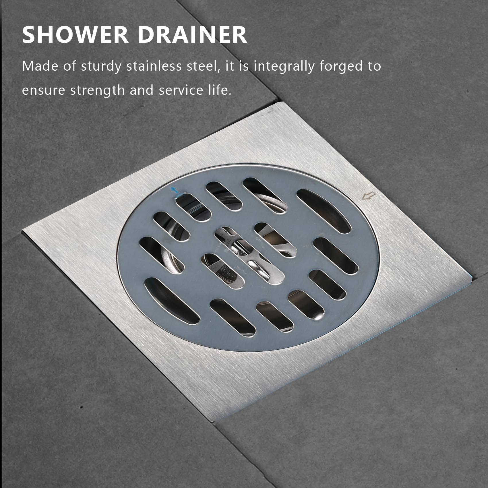 Grnlucja Thick Stainless Steel Anti-Odor Square Floor Drain Waste Drain Cover Hotel Bathroom Shower Drain 100X100mm - Image 3