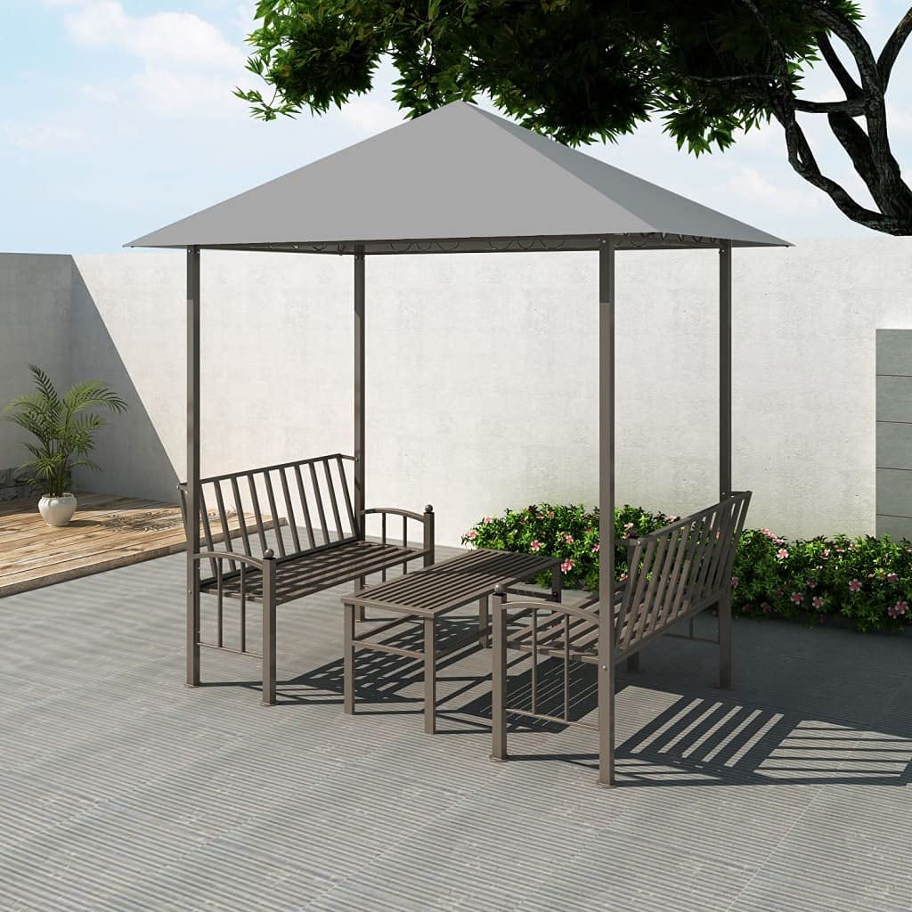 Pavillon de jardin avec table et bancs Anthracite 2,5 x 1,5 x 2,4 m