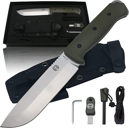 Cuchillo de supervivencia para campamento  Cuchillo de caza de hoja fija con funda  Juego de regalo para él cuchillo con iniciador de fuego,