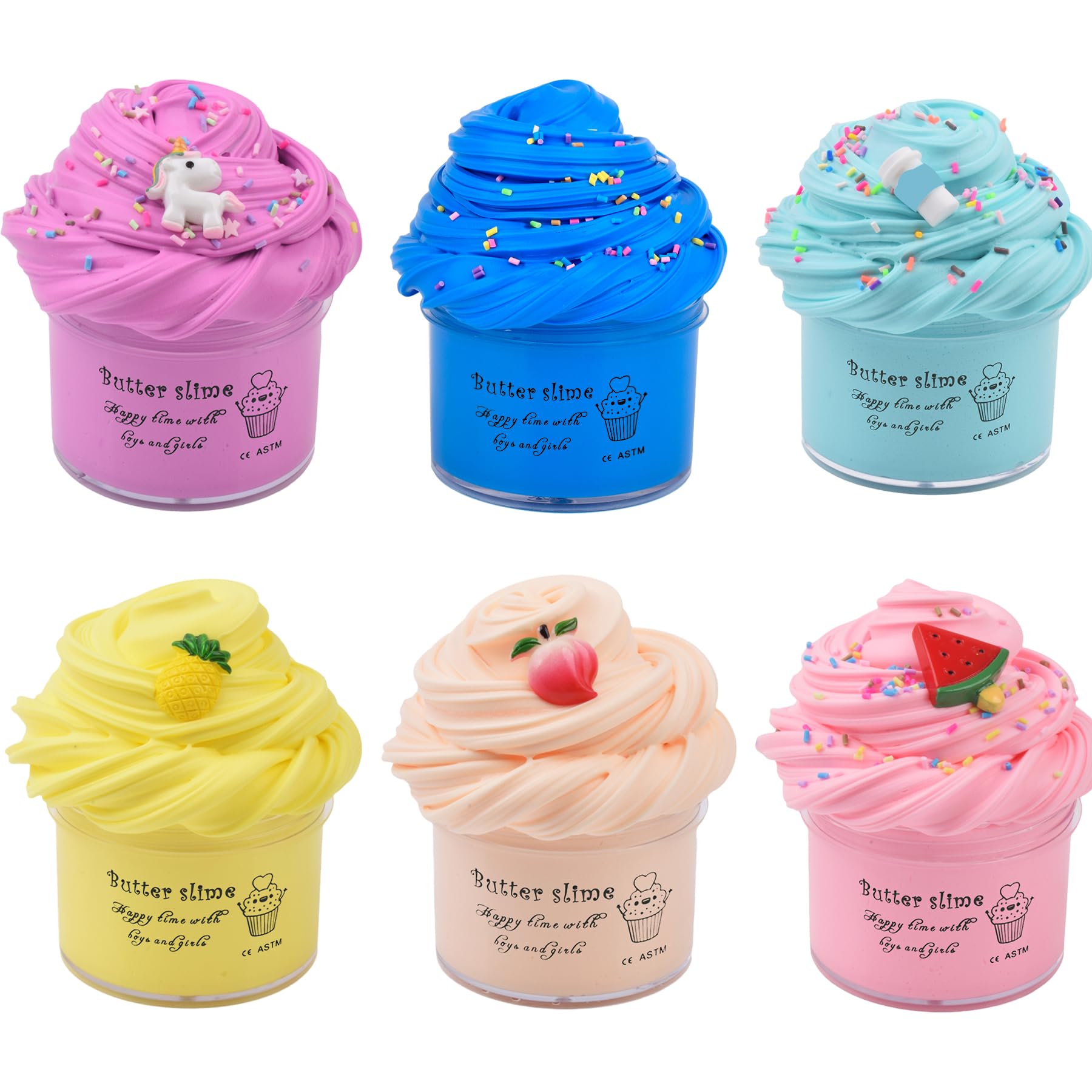 Slime Kit with 6 Pack Scented Slime,Watermelon /Unicorn /Blue/Peach Slime,Super Soft and Non-Sticky,Surprise Slime Toys for Girls and Boys