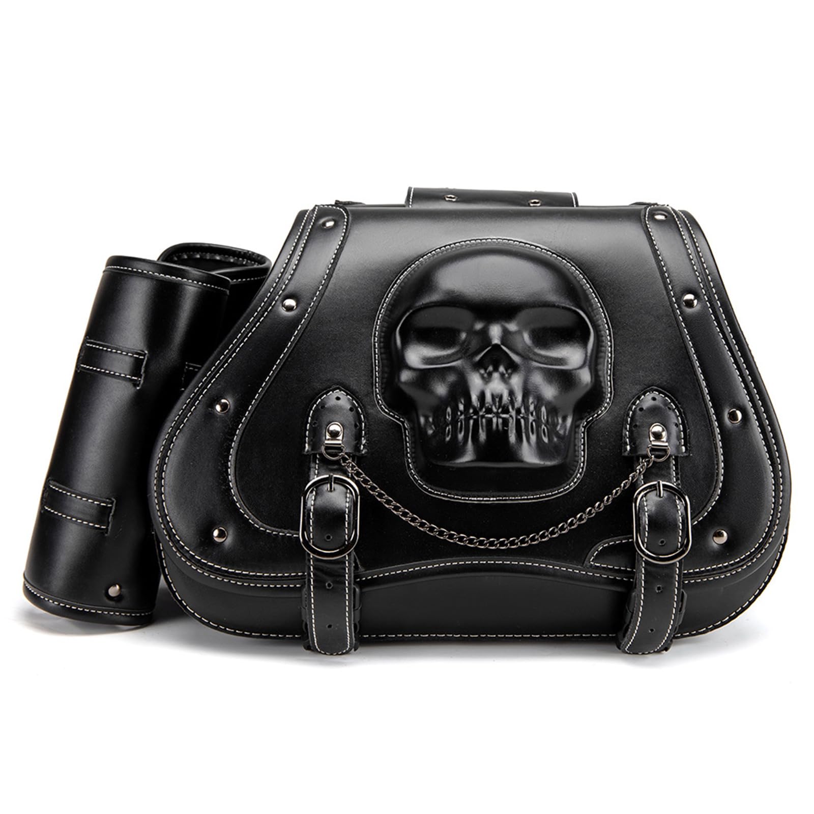 Borse laterali impermeabili del motociclo del cuoio dell'unità di elaborazione di grande capacità borse laterali eleganti del cranio disegni borsa di stoccaggio dello strumento per