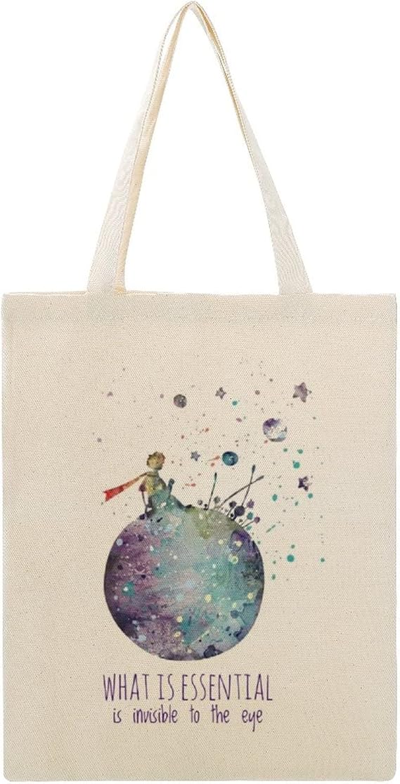 Amazon 星の王子さまトートバッグ エコバッグ 買い物バッグ ショルダーバッグ 肩掛けバッグ 大容量 帆布 軽い キャンバス おしゃれ アニメ キャラクター グッズ 人気 通勤 Hlltgac 通学 学生 トートバッグ