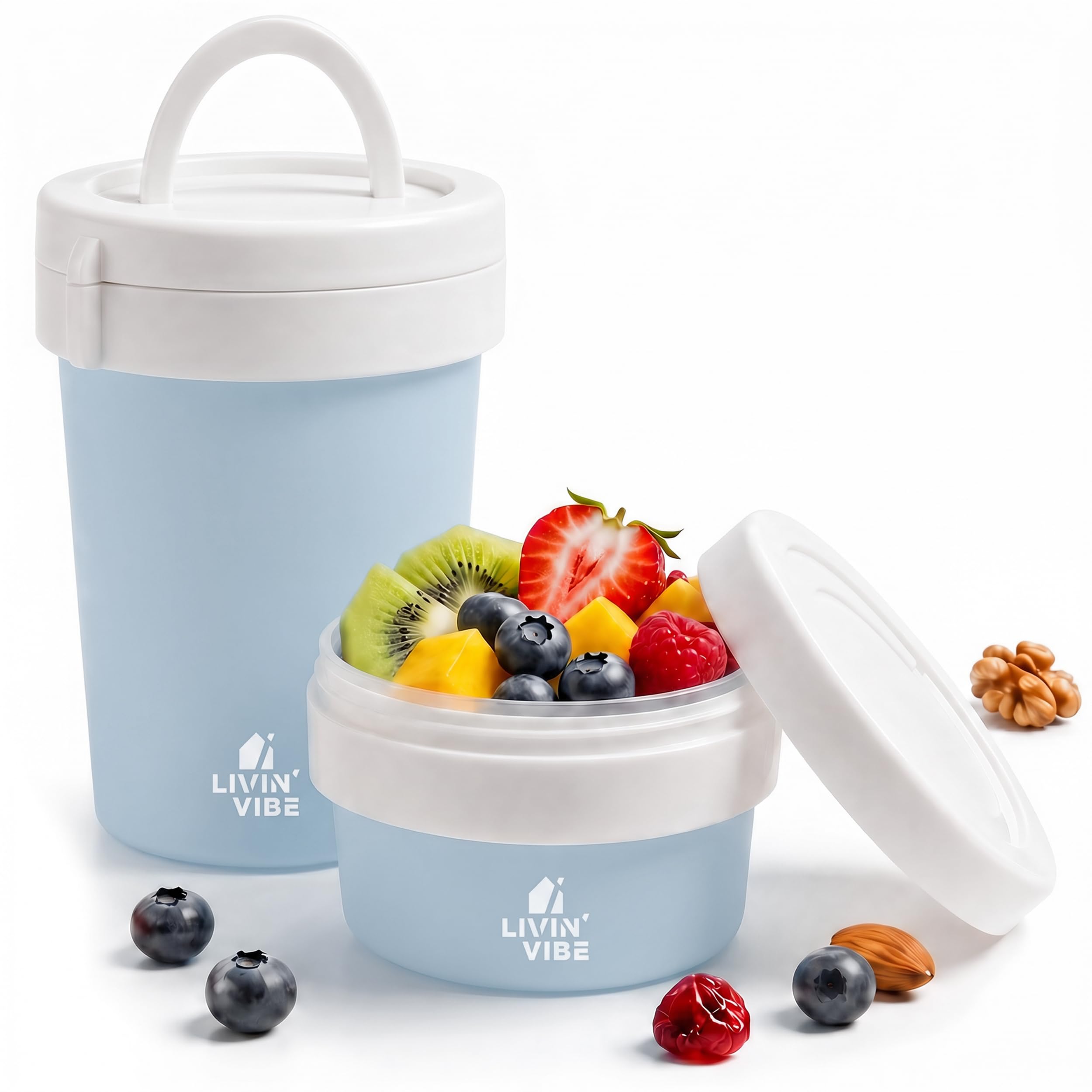 Silicone Food Storage Containers Set of 2 with Lids, 16.9 oz & 33.8 oz (500ml & 1000ml),…