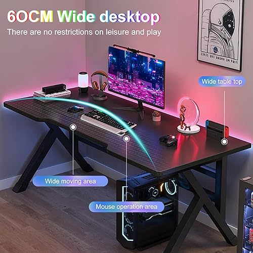 Miniatura 6 de Escritorio para juegos, escritorio para computadora, escritorio para juegos, mesa ergonómica de juegos de computadora con patas de acero en forma de