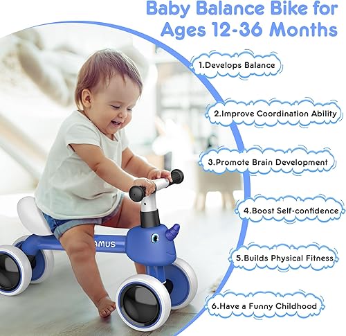 Miniatura 6 de Bicicleta de equilibrio para bebés de 1 año, regalos para niños y niñas, juguetes para bicicleta de equilibrio para niños de 12 a 24 meses, sin