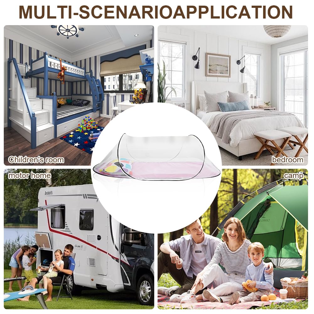 Faltbares Moskitonetz, tragbares Campingzelt, Moskitonetz Bett Reise, Pop-Up-Moskitonetz, schnell faltbares Moskitonetz für Camping, Outdoor, Schlafzimmer (Weiß)