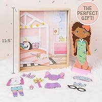 Vista 6 de Story Magic - Muñeca de madera para vestir de Horizon Group USA, muñeca de madera magnética de doble cara para vestir, más de 40 piezas de atuendo
