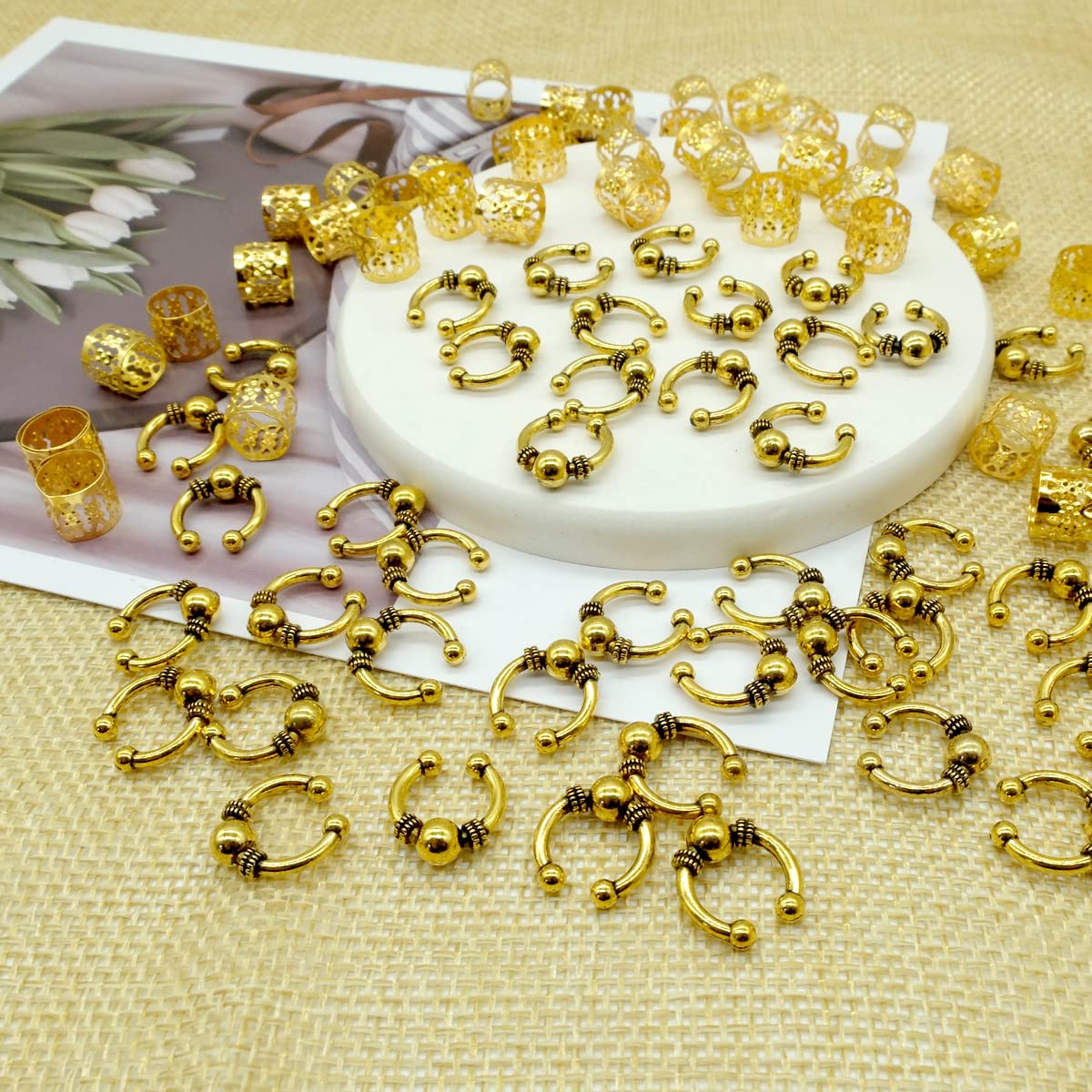 Gold Hair Charms For Braids 60 Pcs Hair Jewelry For Braids Gold Hair Accessories Locs