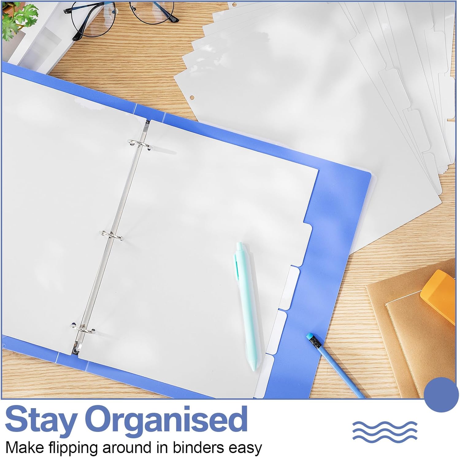 Thenshop 40 Sets/200 Pack Binder Dividers, Letter Size 9 X11.5 Inch 5 Tab Dividers for 3 Ring Binder Writable Index with Big Tab for School Office Home Organization(White)
