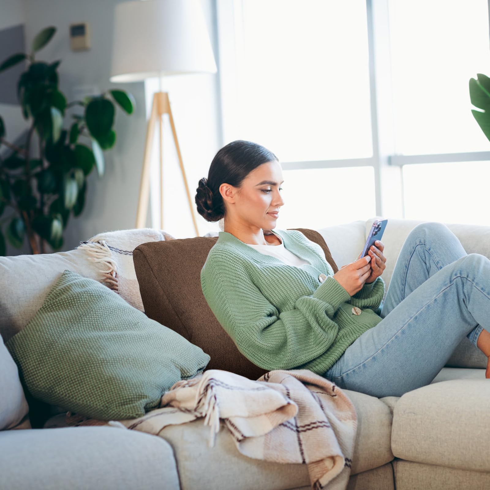 GOFORIT Ergonomisches Rückenkissen für Sofa & Sessel - Zweilagiges Memory-Schaum Lendenkissen mit festem Halt - Formstabiles Lendenwirbelkissen für langes Sitzen, Waschbarer Bezug, für Bett & Couch