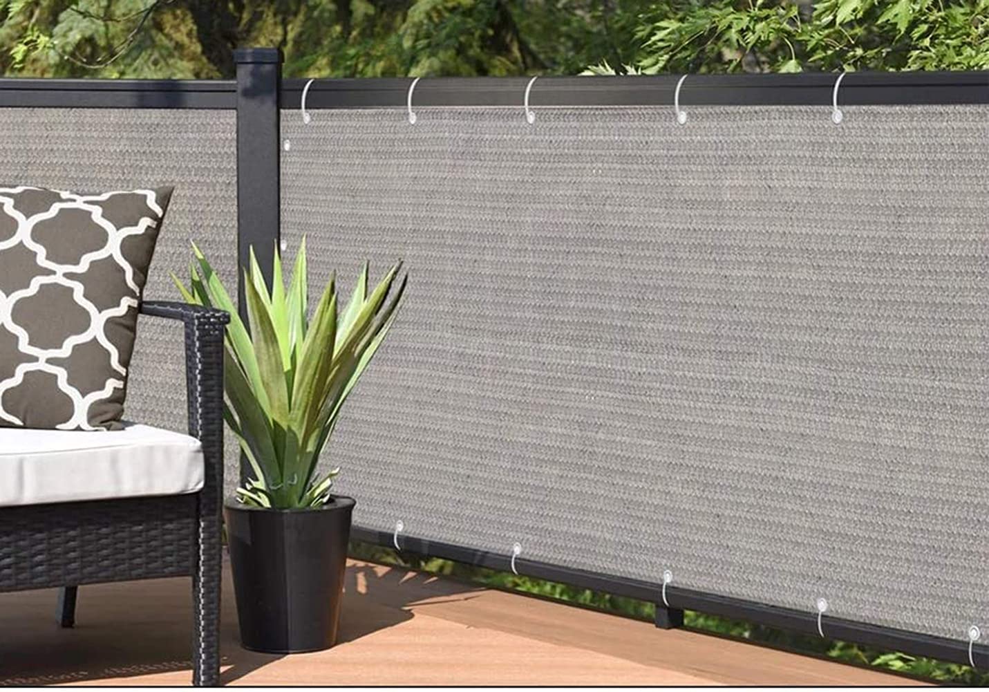 Telo Protettivo Per Balconi, Vento E Protezione UV Schermo Privacy, HDPE All'aperto Giardino Recinzione Muro Esterno Schermi, Con Foro Di Metallo Fascette Per Cavi,Grigio,1.2x3m