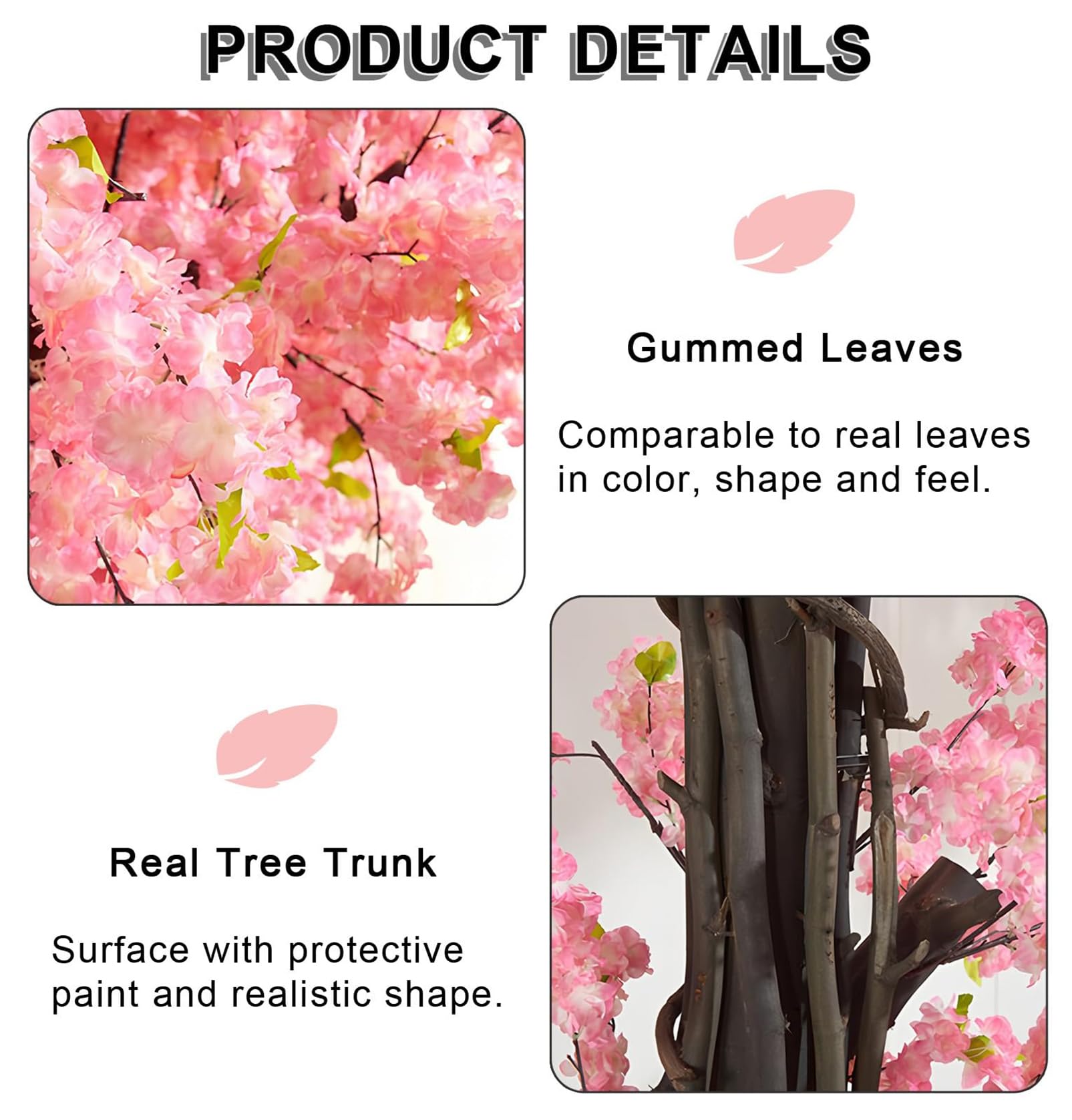 Albero artificiale alto 2,5M rosa per decorazione interna - Albero finto largo 2M con foglie realistiche per soggiorno e camera da letto