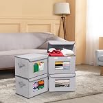 Bacs de rangement Univivi 4 PCS avec couvercles, boîtes de rangement pliables avec fenêtre transparente, bac de rangement en tissu avec couvercle pour rangement dans le placard (17 po - 4 paquets)