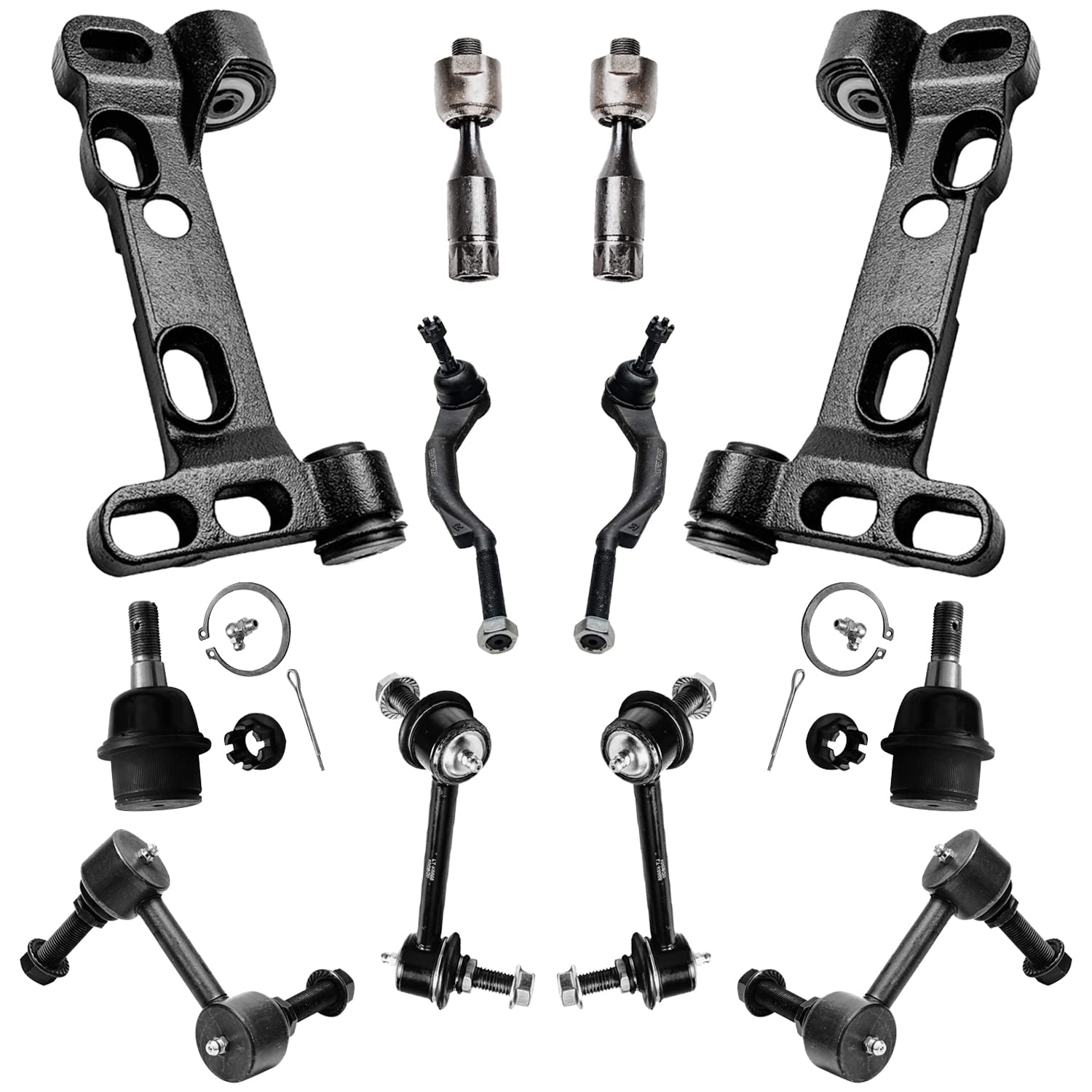 Detroit Axle - 12pc Front End Control Arms Kit for 2002 Chevrolet Trailblazer EXT GMC Envoy XL Oldsmobile Bravada, Lower Control Arms Tie Rods Lower Ball Joints Front and Rear Sway Bars Replacement