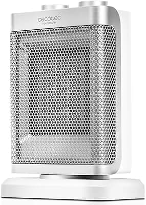 Cecotec Calefactor Baño Cerámico Ready Warm 6100 Ceramic Rotate. Oscilante, 1500 W, Termostato Regulable, 3 Modos, Protección sobrecalentamiento y antivuelco, 25 m2