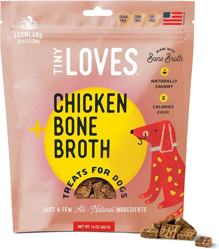 Petisco de Carne Seca para Cães com Frango e Caldo de Ossos Farmland Traditions Tiny Loves Jerky Trainer Treats 454 g