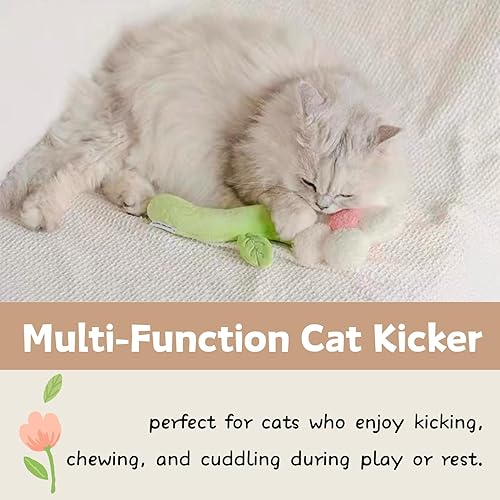 Miniatura 4 de Catnip - Juguete interactivo recargable para gatos con sonido arrugado, juguete de pateador de flores para gatos de interior, incluye 6 bolsas de