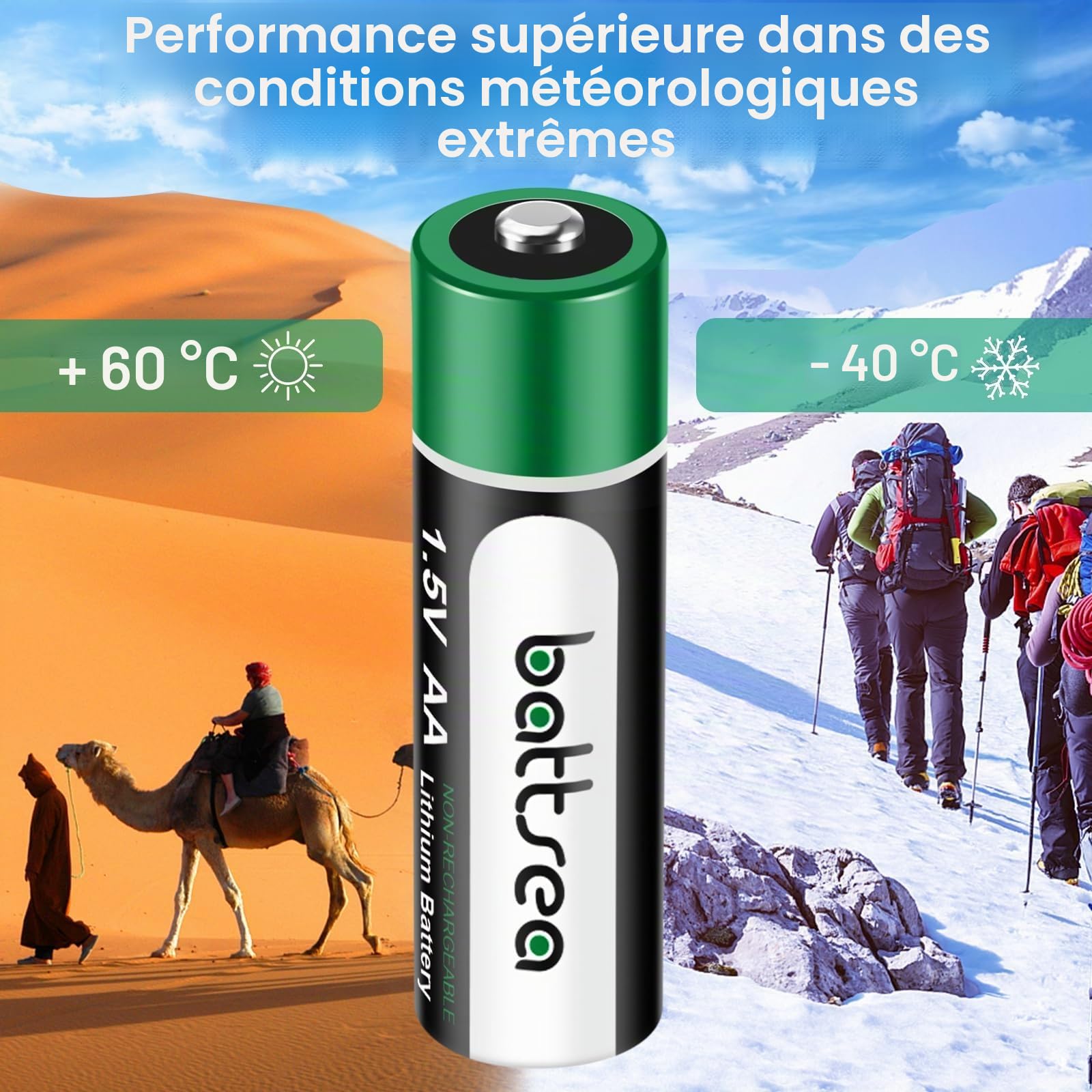 Lot de 24 piles au lithium AA 3200 mAh 1,5 V non rechargeables