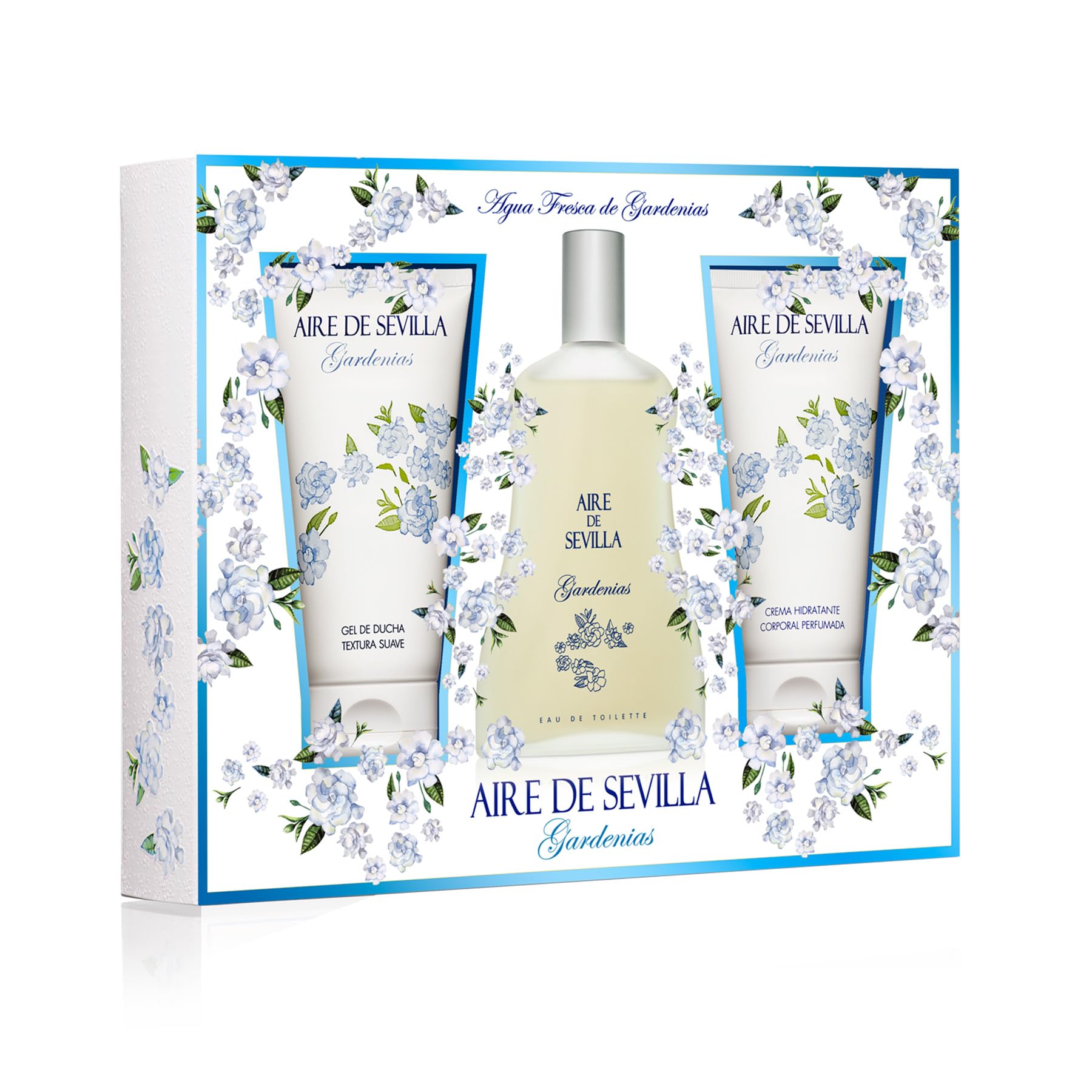 Aire de Sevilla Gardenias Set Perfume para Mujer - EDT, Crema Perfumada y Gel Exfoliante