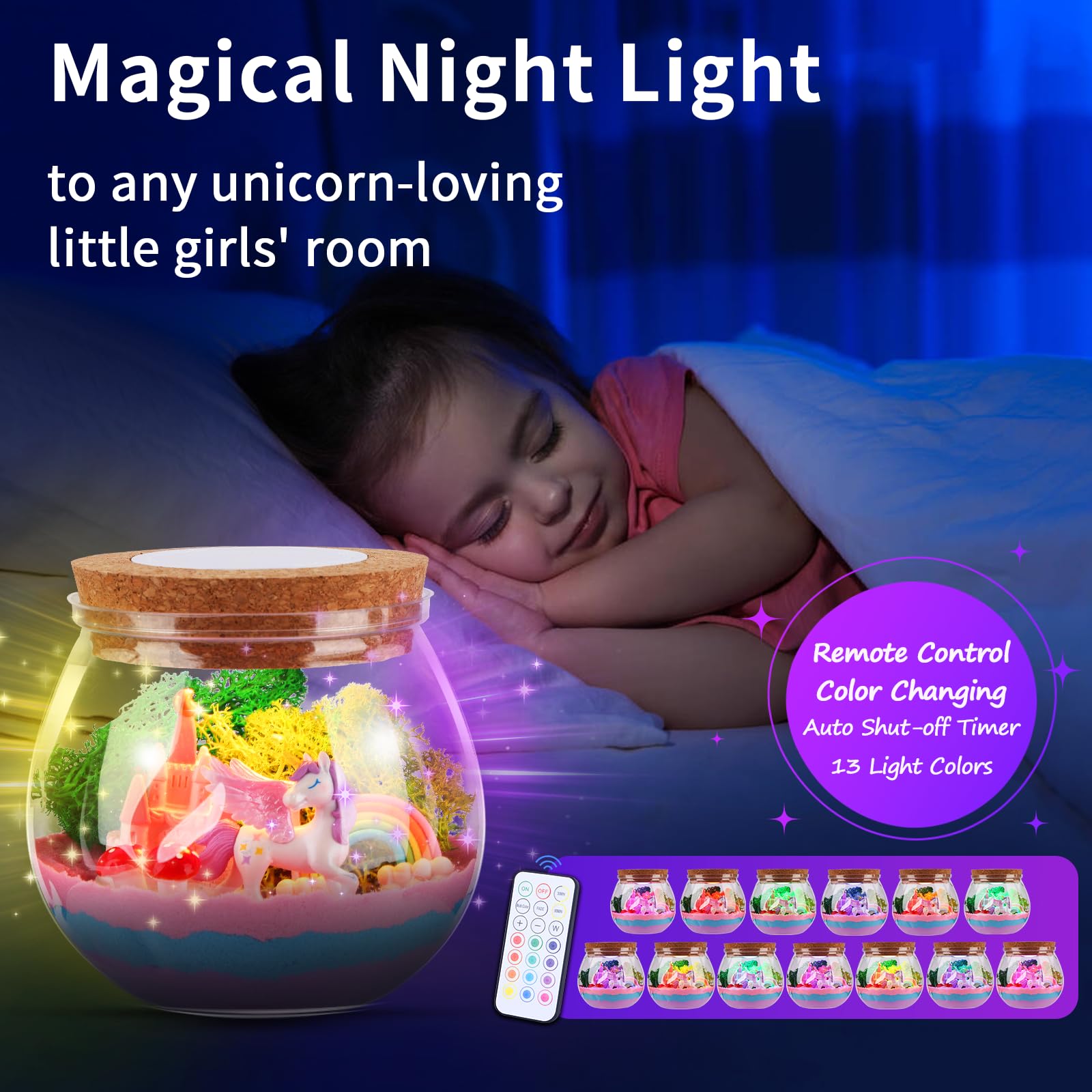 Unicorn Gifts for Girls 4-12 Years Old, Unicorn Crafts Kit for Kids, Light Up Unicorn Decoration with Remote Control - Arts and Crafts for Kids, Birthday Gifts Toys for Girls Age 4 5 6 7 8 9 10 11 12