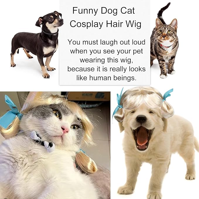 Peluca Divertida para Perros y Gatos, Disfraz de Cosplay miniatura 2