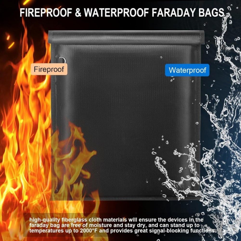 5 Pezzi/Set Borse Faraday Borsa per Documenti Ignifuga Borsa Impermeabile Borsa per Schermatura del Segnale Borsa Bloccante per Laptop, Tablet E Chiavi della Macchina