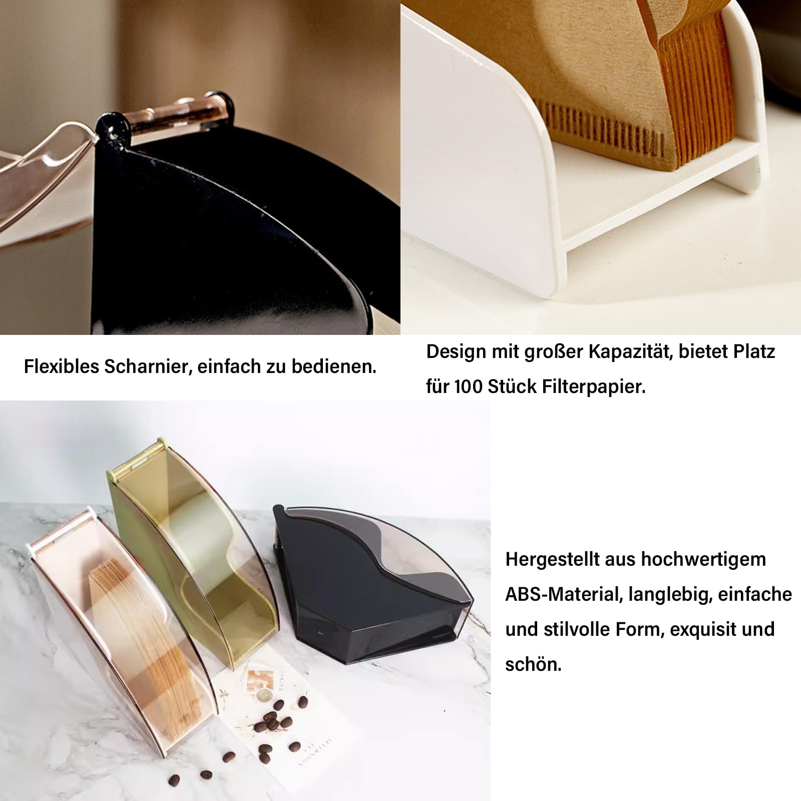 Kaffeefilterhalter Aufbewahrung Kaffeefilter Papierspender Box mit  Staubdichter Abdeckung mit Abdeckung fr Filtergren 1&2 und 4 (wei) :  Amazon.de: Kche, Haushalt & Wohnen