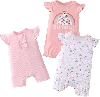Baby Boy Rompers Short Sleeve Cotton Toddler Rompers Graphic Print Baby Clothes One-Piece Outfit