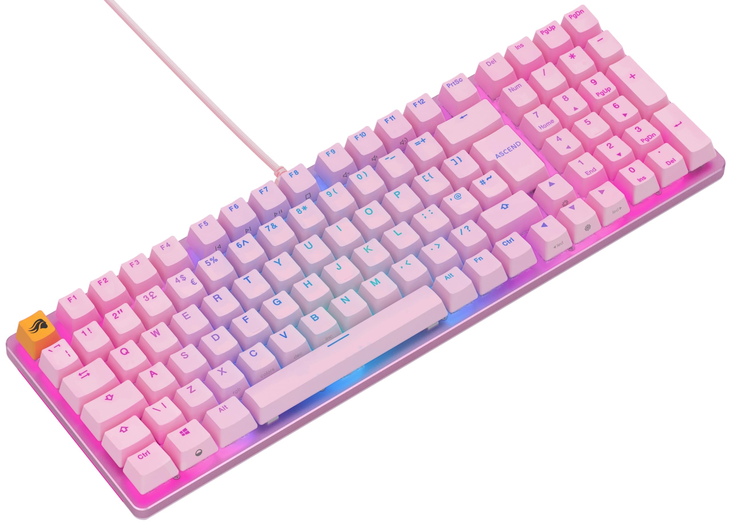 GLORIOUS Gaming GMMK 2 Full Size (96%) - Tastiera da gaming meccanica, struttura in alluminio, personalizzabile, tasti a doppia iniezione, Fox Switches, RGB, layout QWERTY inglese - Rosa