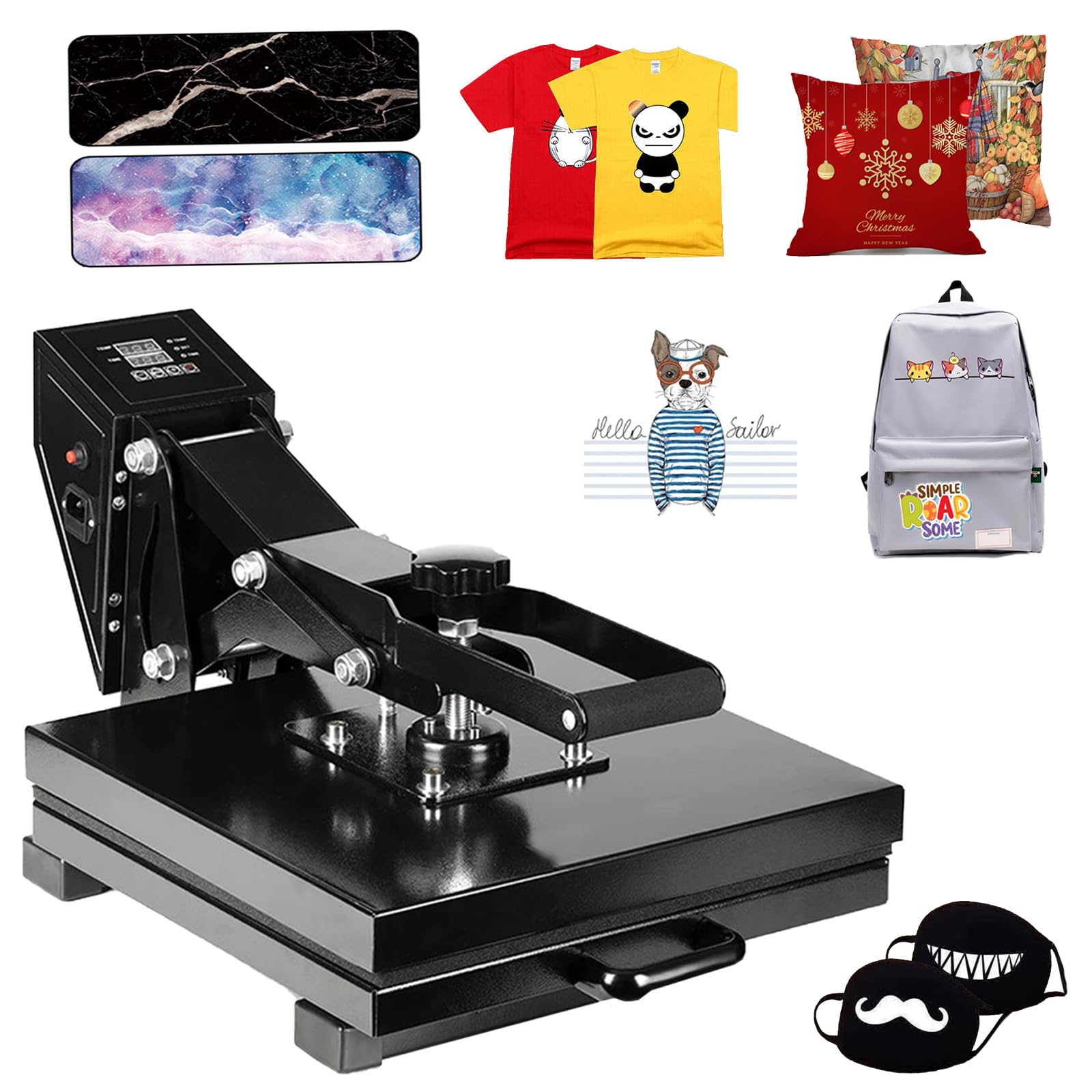 Prensa de transferencia digital de 38x38 cm y 1400 W, para transferir diseños y obras de arte en camisetas, bolsas de lienzo, alfombrillas de ratón de 15"x15"
