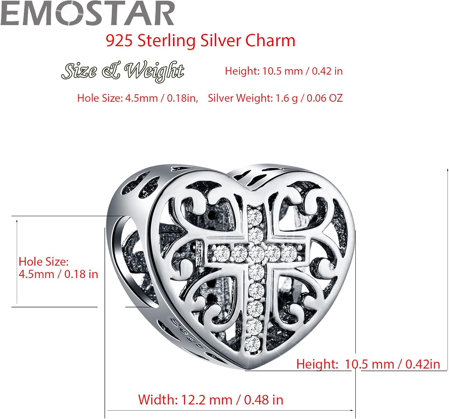 925 Sterling Silver Christian Theme Charms, Sparkling Religious Cross, Yin Yang Balance Charm, Keep Faith Beads, Bible Pendant, Gifts for Christmas/Mothers Day, fits European Bracelet/Necklace - Image 3