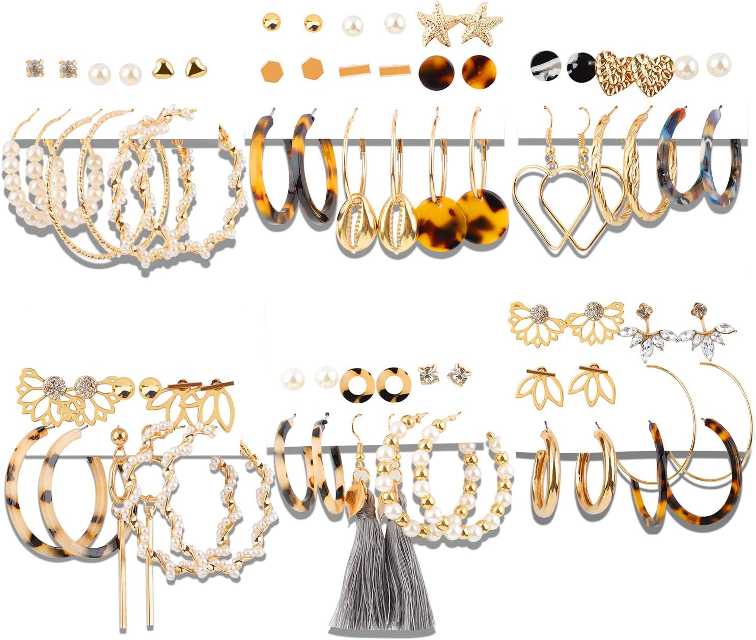 36 PairsTassel Earrings Layered Long Thread Ball Dangle Earrings Stud Earring Bohemian Tiered Tassel Drop Earrings Fashion Jewelry for Women Girls Valentine Birthday Party Gifts