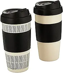 Copco 5237160 Canecas de viagem de parede dupla reutilizáveis, 473 ml, branco/preto, 2 unidades (pacote com 1)