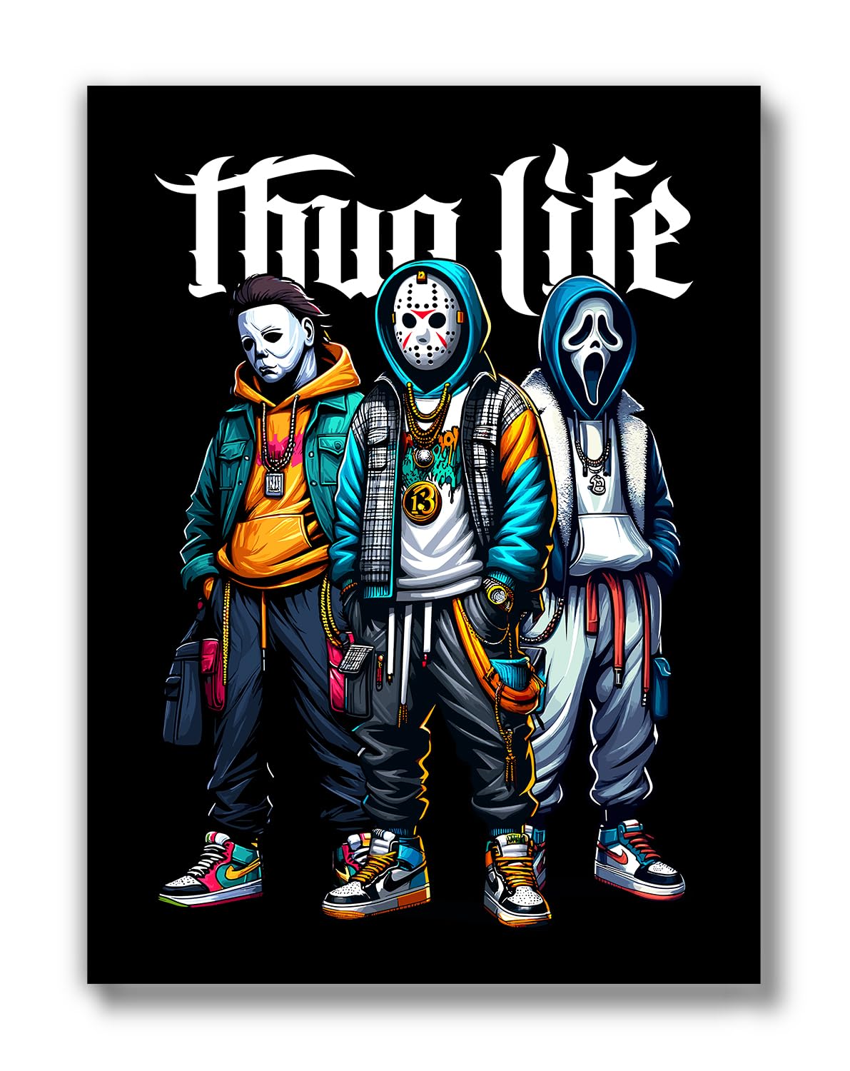 Brooke & Vine Hypebeast Room Decor (UNFRAMED 12 x 16) Horror Movie Villians Jason Michael Myers Halloween Scream Michael Jordan Shoes Sneaker Poster Air Jordans Teen Boy Room Wall Art Prints Bedroom,