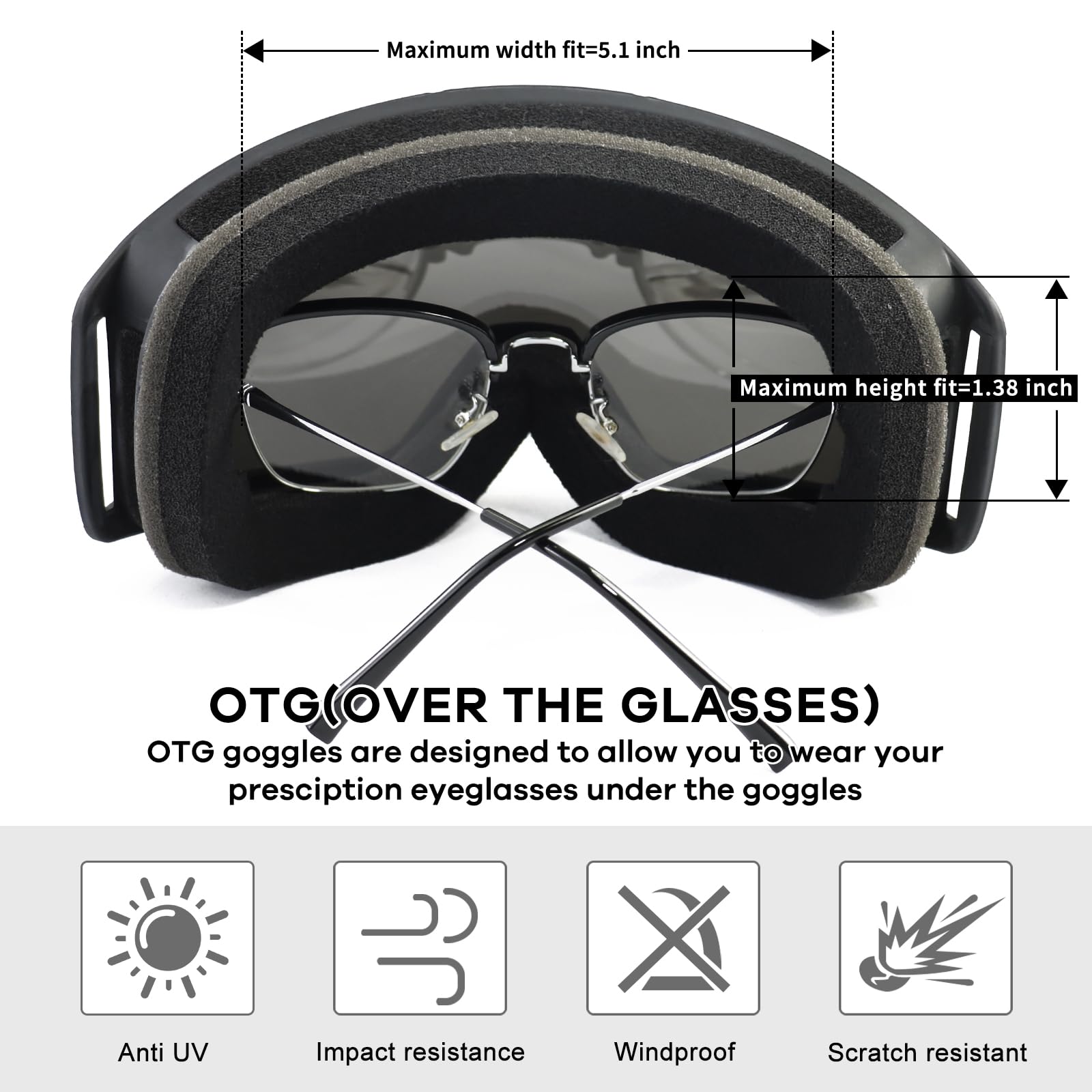 Lunettes de moto tout-terrain pour homme et femme - Protection UV400 MX OTG - Lunettes de course tout-terrain