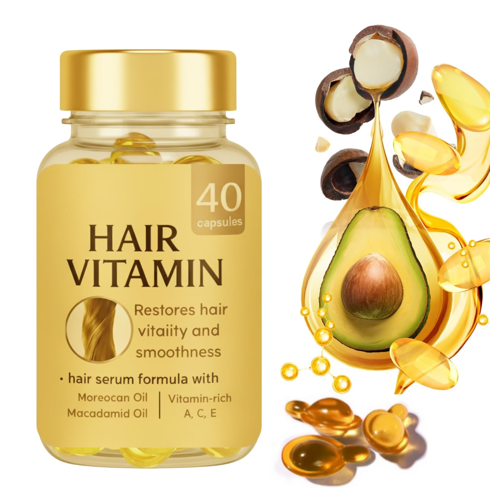 40 Pcs Hair Vitamin Capsules, Leave-in Hair Serum