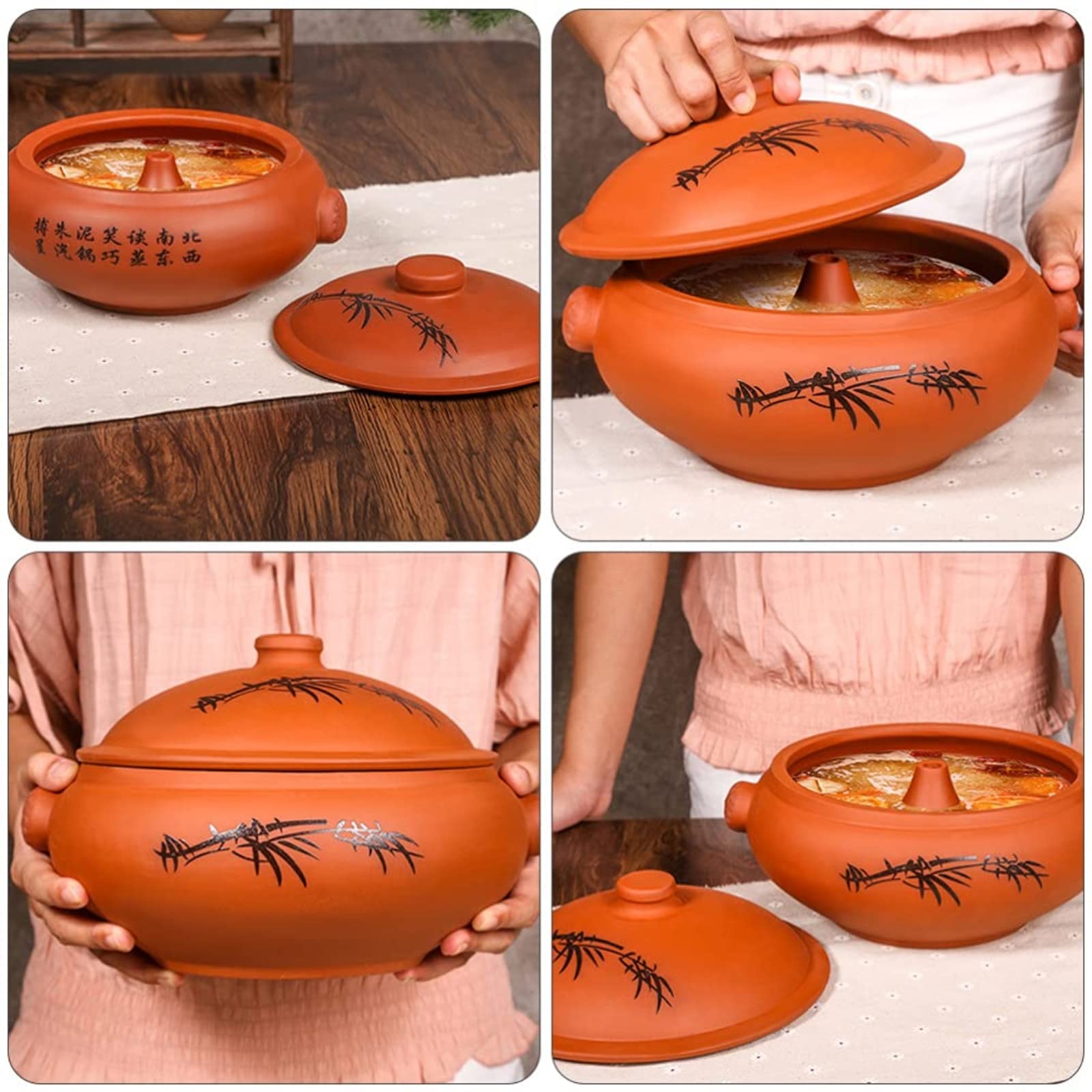 Pentola in Ceramica, Casseruola con Coperchio, Pentola in Ceramica, Pentola per Zuppa, Pentola per Stufato in Ceramica, Pentola per Stufato, Pentole in Terracotta, Pentol