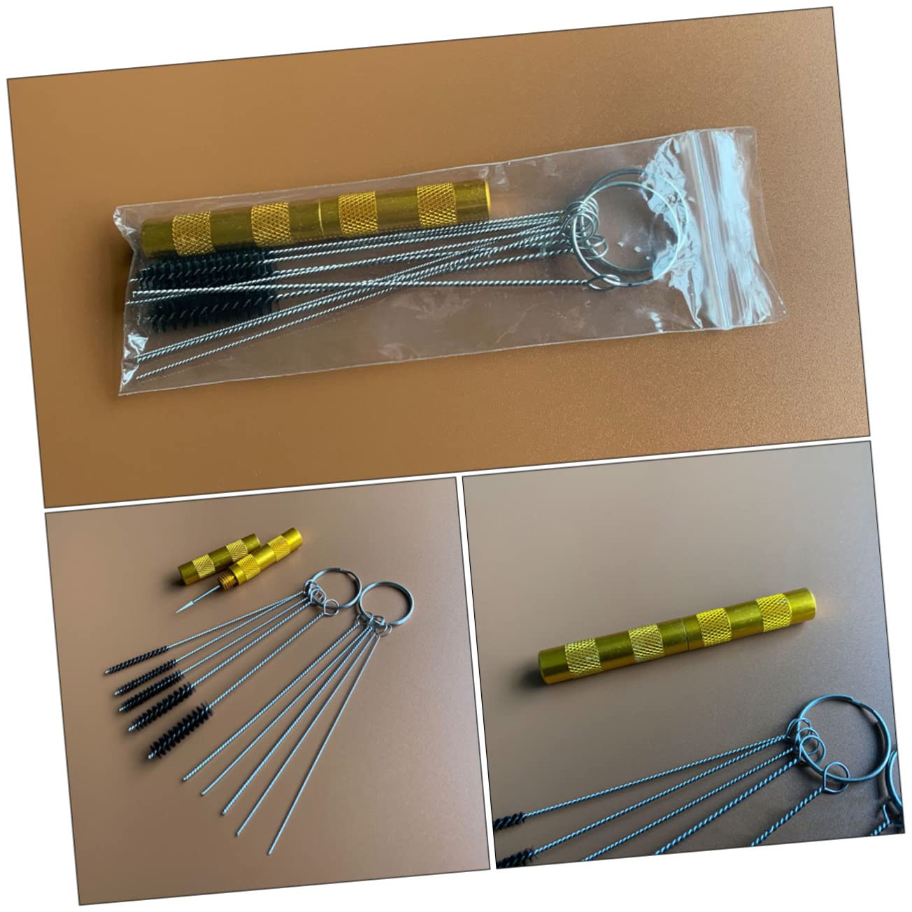 TEHAUX 3 Set Kit Pulizia Aerografo Lavaggio Dispositivo di Rimozione Riparazione Pulizia per Uso Domestico Spray Macchia Ugello Kit per La Pulizia Dell'aerografo Rame