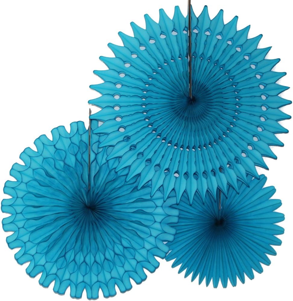 Set of 3 Tissue Paper Fans, Turquoise (1321 Inch) Home & Kitchen