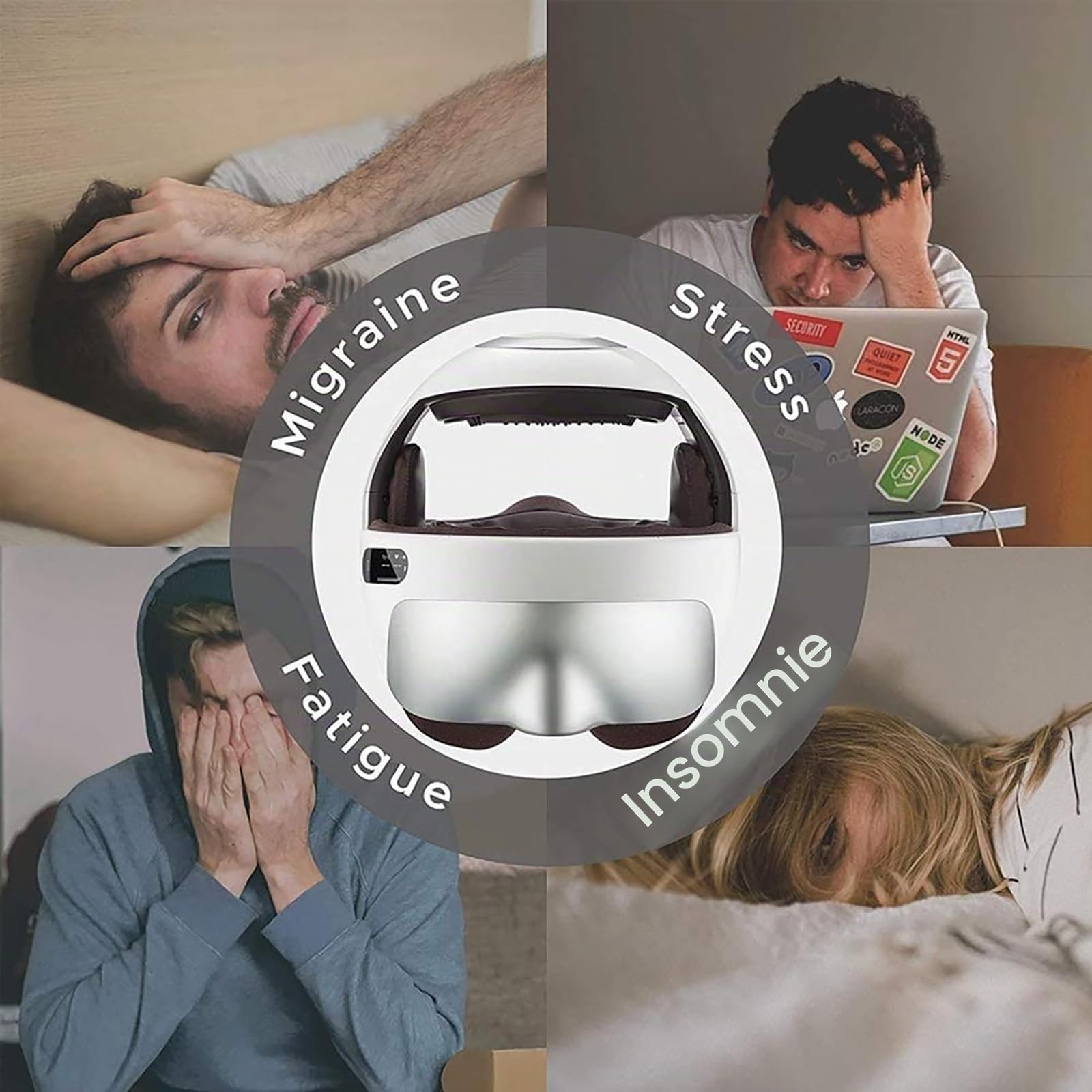 Casque de Massage du Cuir chevelu, intensité réglable, Points d'acupuncture, pour stimuler la Pousse des Cheveux, soulager Le Stress en Profondeur, Masseur électrique Portable