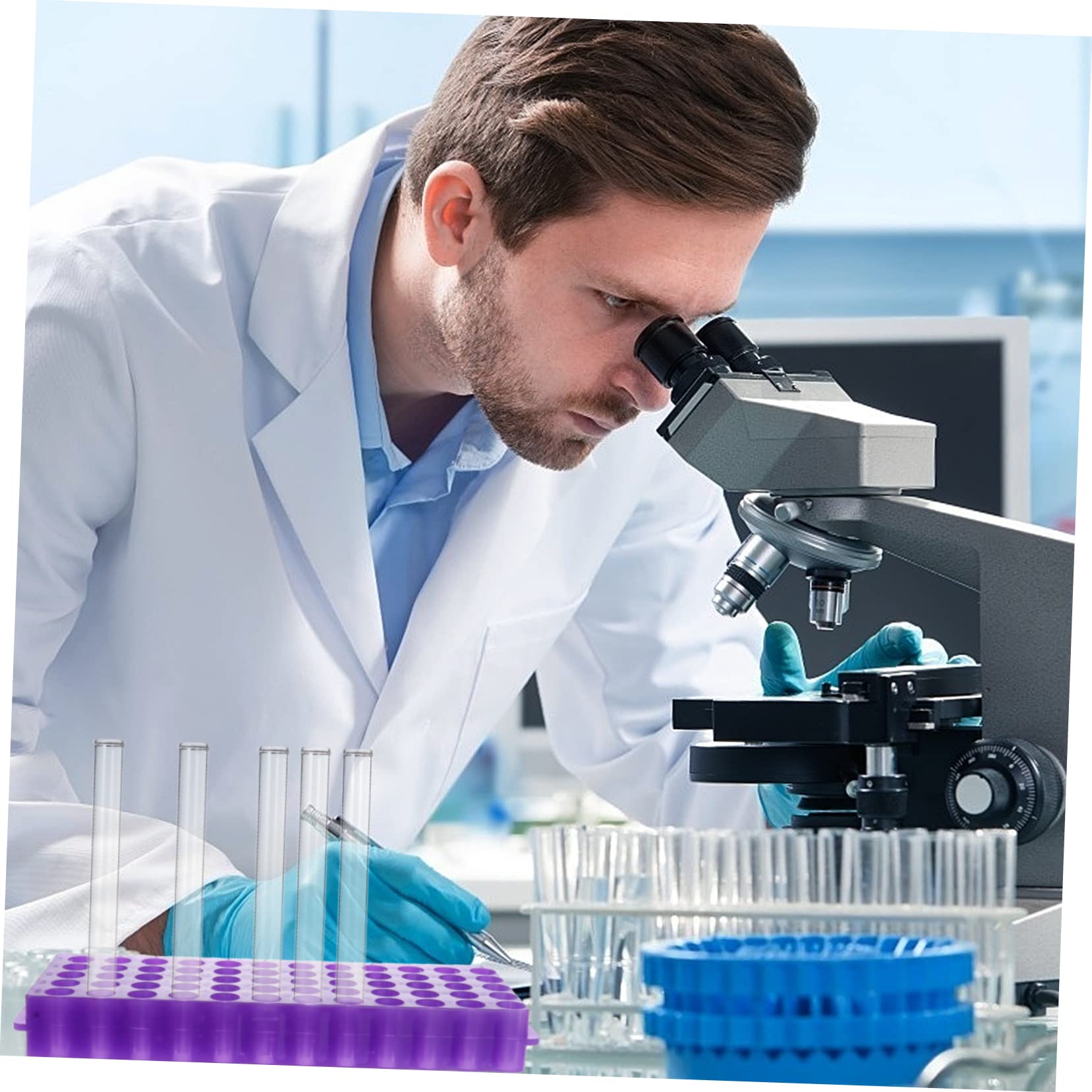 SOLUSTRE Gradilla Material Pp Resistente para Tubos de Centrífuga de Laboratorio de 60 Doble Panel 2 Piezas para Análisis Científicos Precisos