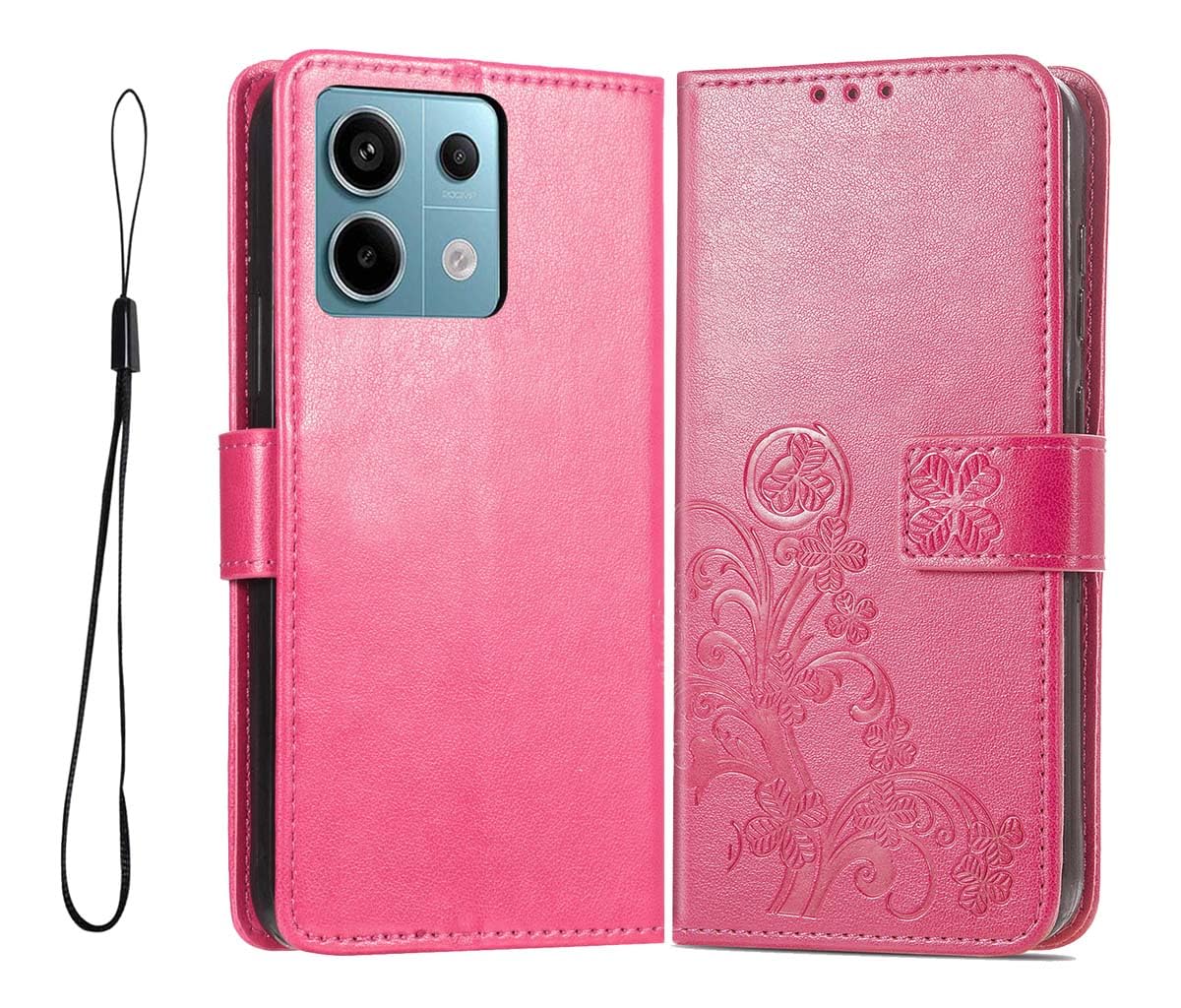 Rilievo Cover Portafoglio In Pelle PU Per Xiaomi Redmi Note 13 Pro 5G / Poco X6 5G - Custodia Flip Con Slot Carte, Chiusura Magnetica E Funzione Stand, Rossa - 4