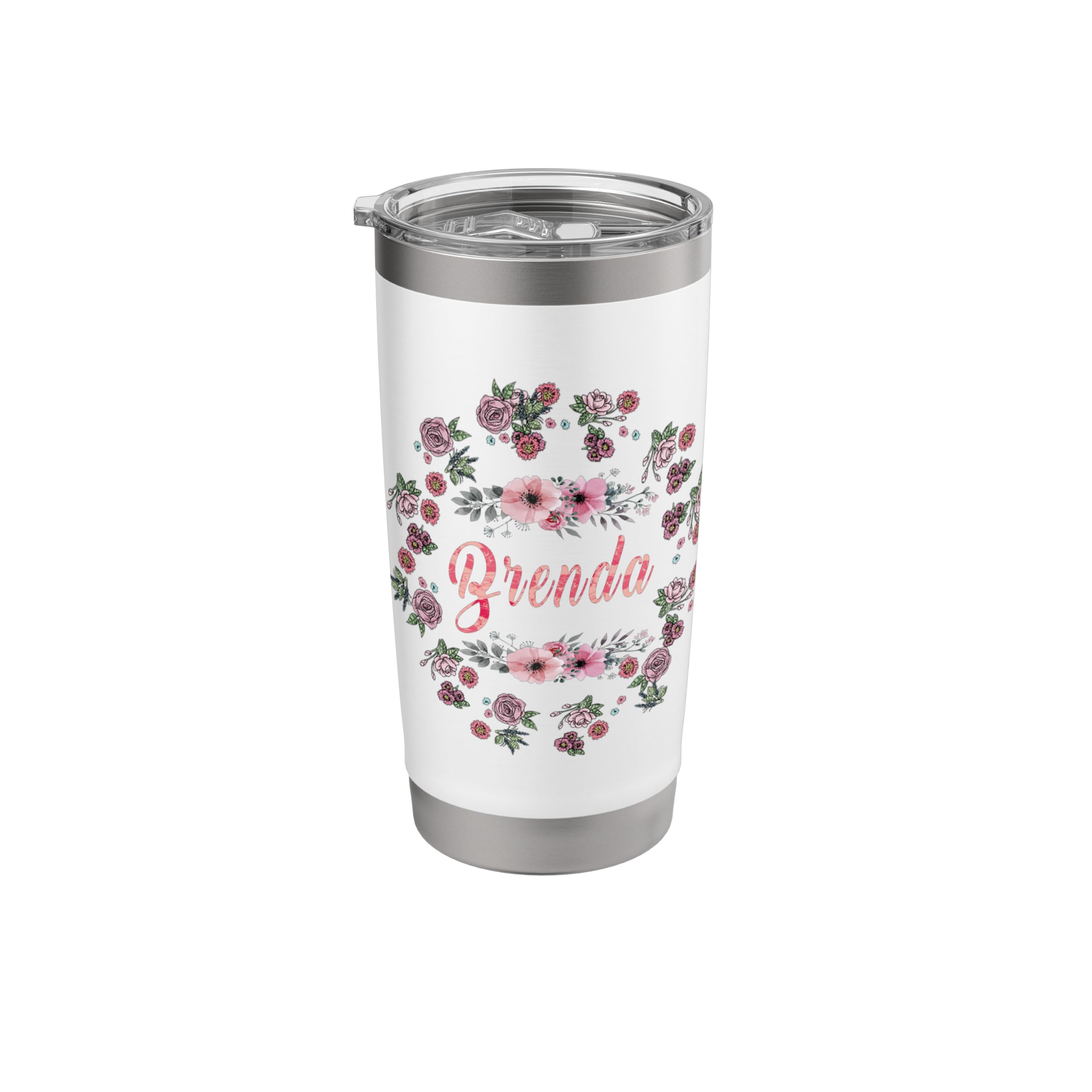 Brenda Name Floral Stainless Steel Insulated Tumbler