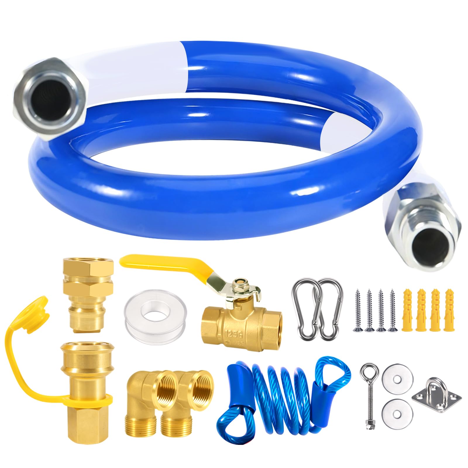 Photo 1 of 1675KIT48 Commercial Gas Line Hose, 1675KIT48/36 Safety System Kit, Mobile Gas Hose Connector Kit for Commercial Kitchen, with 3/4" Quick Disconnect